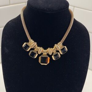 Cleopatra Style Chic Gold and Black Statement Necklace